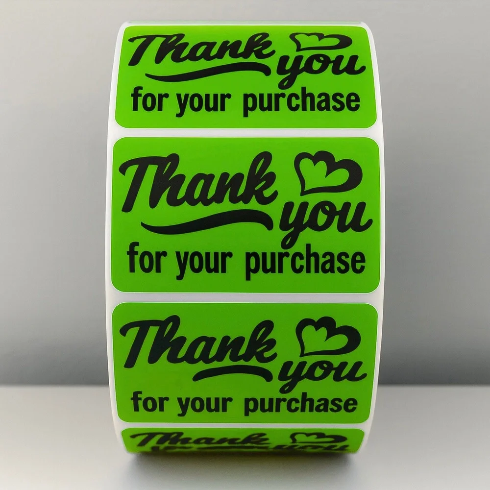 💗 Pink Thank You Stickers– 2x1” Cute Labels for Packages & Small Business 100